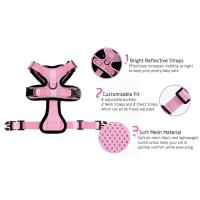 Arnés y correa para gatos para caminar, chaleco ajustable suave a prueba de escapes para gatos, chaqueta con tiras reflectantes transpirables - details 1