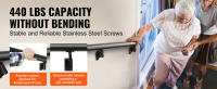 SucceBuy Barandilla de escalera de 12 pies, soporte de pared para escaleras interiores, aleación de aluminio engrosada, capacidad de carga de 440 libras, incluye kit de instalación - details 1