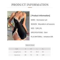 Camisón sexy de imitación simple para mujer, ropa de dormir fina de verano, pijamas de seda helada, vestido de tirantes informal transpirable - details 0