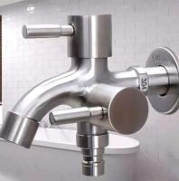 Grifo de aleación cepillada, grifo de agua multifunción, doble salida, para lavadora - details 0