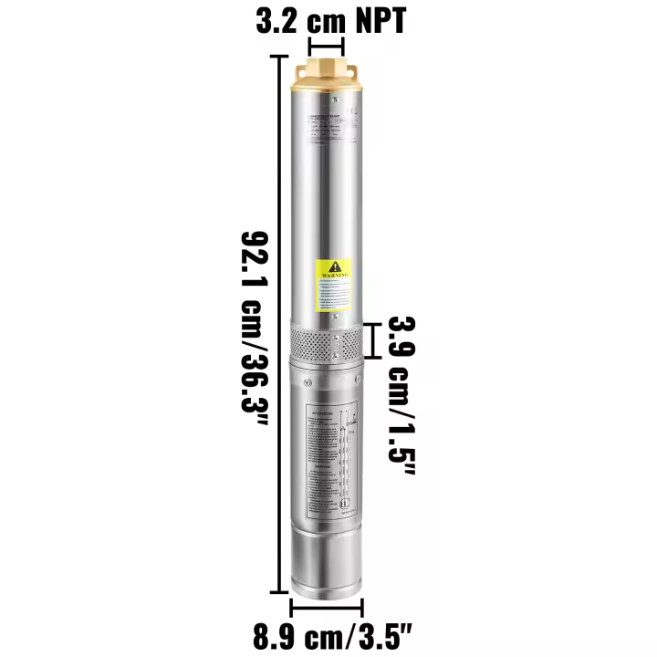 SucceBuy Bomba sumergible de pozo profundo, resistente a la arena, cable eléctrico, acero inoxidable, resistente al agua IP68, para riego y uso doméstico - 1