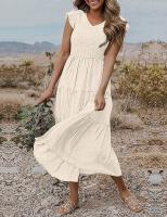 2025 Primavera/Verano TEMU nuevo vestido de manga voladora con cuello en V para mujer - details 2