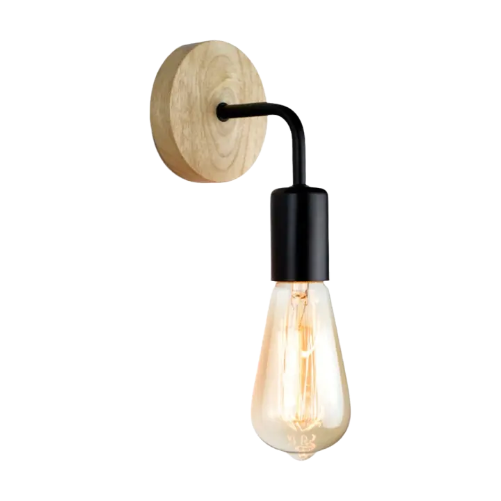 Lámpara de Pared de Madera Nórdica Retro Vintage E27 Iluminación para el Hogar con Estilo - 1