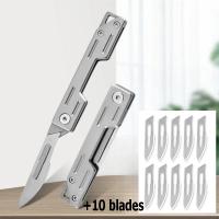 Cuchillo Plegable De Acero Inoxidable Con Llavero Cuchillo De Bolsillo Quirúrgico Con Hoja Reemplazable Kit De Cuchillo Para Manualidades - details 0