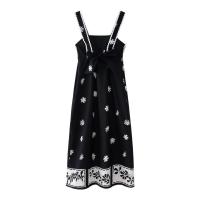 Elegante Vestido Medio TRAFZA Moda de Verano con Espalda Descubierta, Cuello Cuadrado, Correas, Estampado - details 2