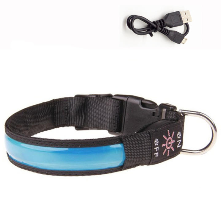 Pack De 3 Collares Luminosos LED Recargables Para Perros, Ajustables Y Con Estampado Leopardo, Seguridad Nocturna Para Razas Pequeñas, Medianas Y Grandes (Rojo, Verde Y Azul)