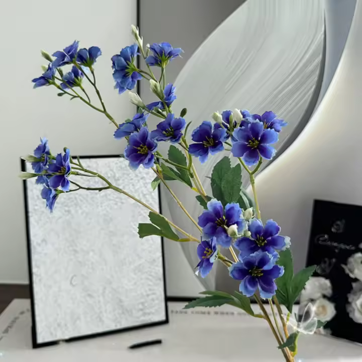 Rama de Ceratostigma Artificial de 86cm, rama de flor de seda de lujo de tacto Real, flor falsa elegante hecha a mano, decoración para el hogar y la Oficina - 1