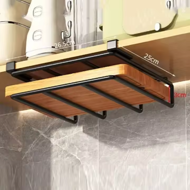 Colgante de cocina con gancho para armario, colgante de pañuelos, tabla de cortar, soporte para tapa de olla, estante de iluminación - 1