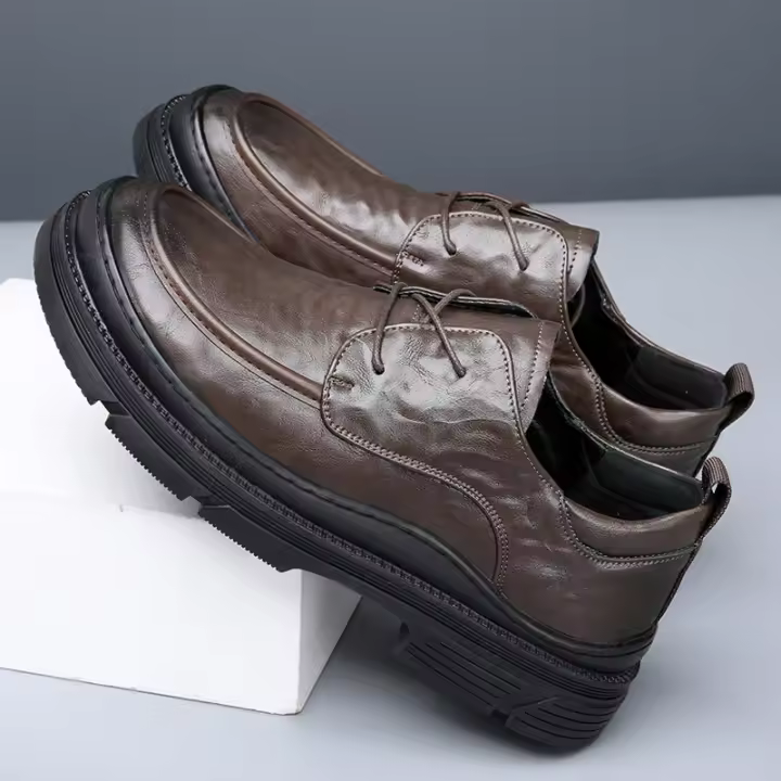 Zapatos casuales versátiles de plataforma con pedal perezoso de moda casual para hombre, transpirables y de cuero. - 1