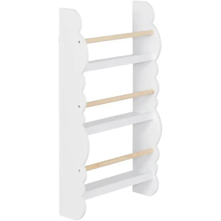 Niños Librería Infantil Pared Estantería Frontal de Madera Organizador Pequeño de Libros Juguetes para Habitaciones de niños Sala de Juego Guardería, Blanco - 1