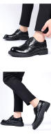 Zapatos de cuero de cabeza grande de suela gruesa zapatos casuales de negocios para hombres zapatos derby de piel de vaca de primera capa británicos zapatos de cuero para hombres rayados a mano - details 9