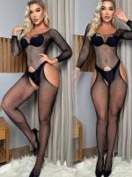 Cuerpo completo transparente de malla para mujer sexy, ropa ajustada transpirable, ropa interior elástica - details 8