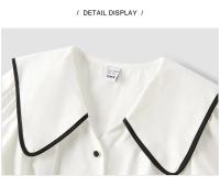 Vestido de Algodón Puro Semir Manga de Abanico Grande, Escote Ancho, Estilo Universitario para Mujeres Nueva Moda de Verano 2024 - details 12