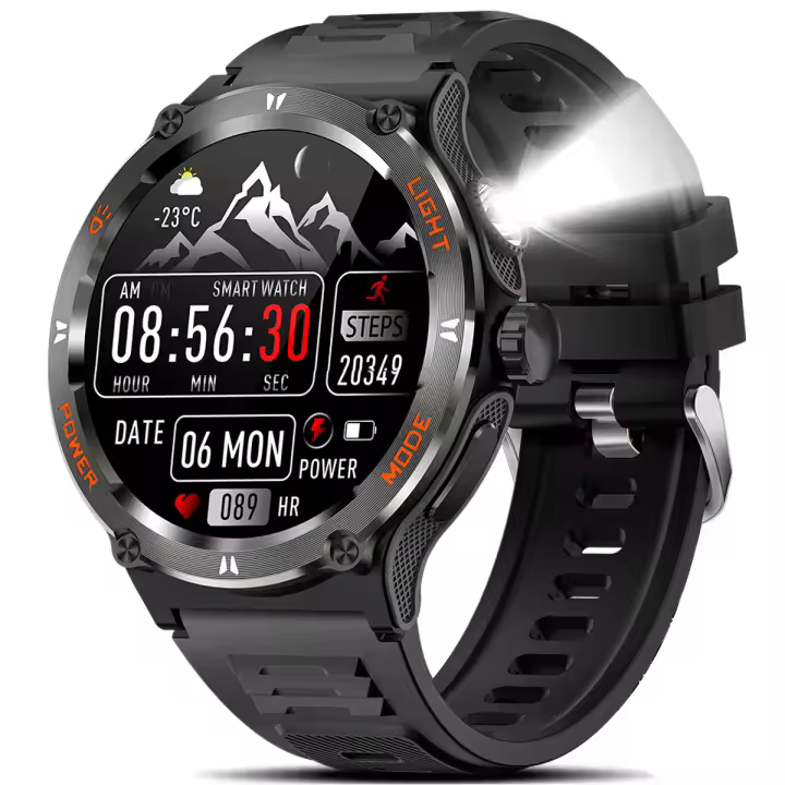 Reloj inteligente militar para hombres, pulsera táctil con luz LED fuerte, para Android e iOS - 1