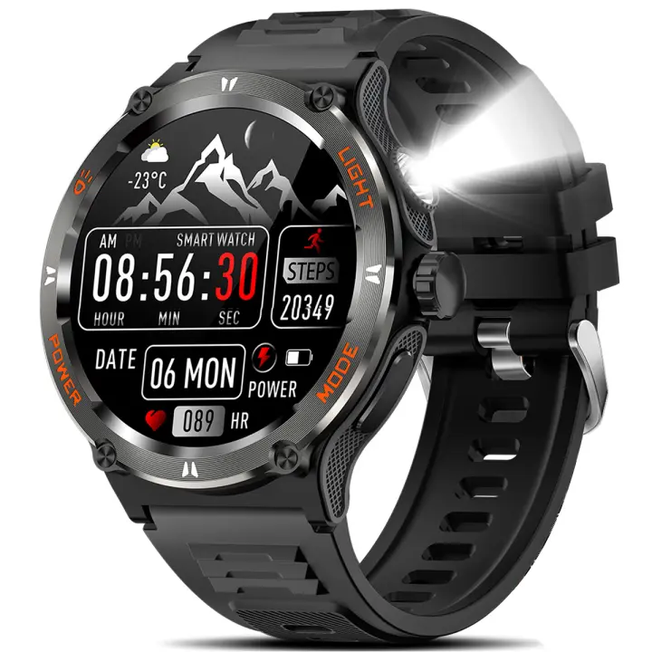 Reloj inteligente militar para hombres, pulsera táctil con luz LED fuerte, para Android e iOS - 1