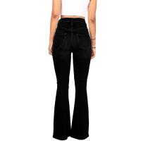 Vaqueros acampanados de cintura alta para mujer, pantalones vaqueros ajustados en negro - details 3