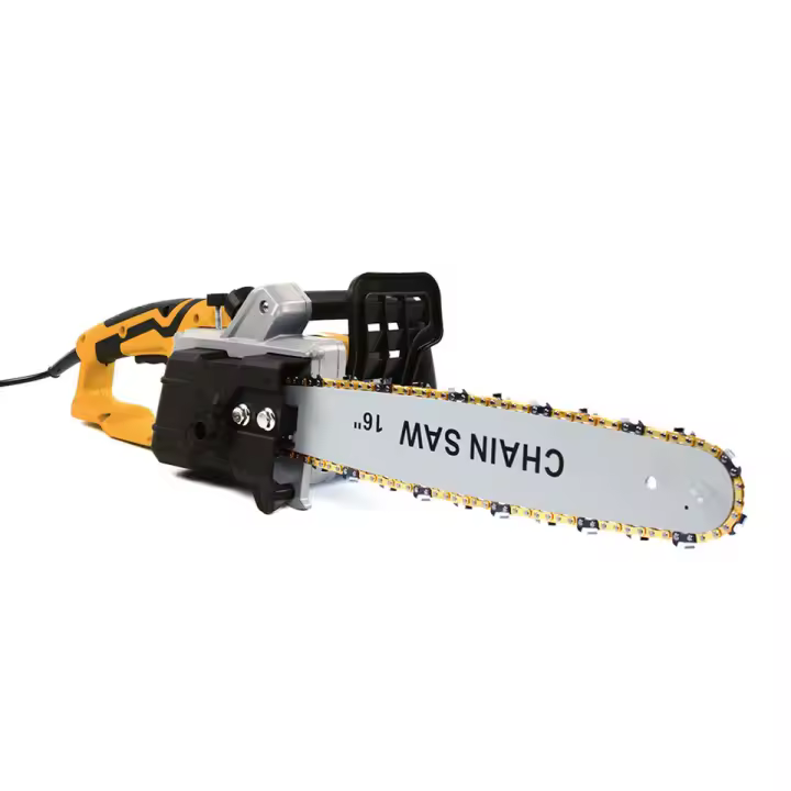 Motosierra Eléctrica de Cadena Fuerte Estera de Jardín 2000w 16 pulgadas Funda de Plástico Amarillo - 1