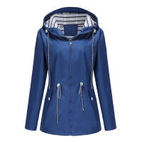 Camiseta impermeable con capucha a rayas de manga larga para mujer, longitud media - details 31