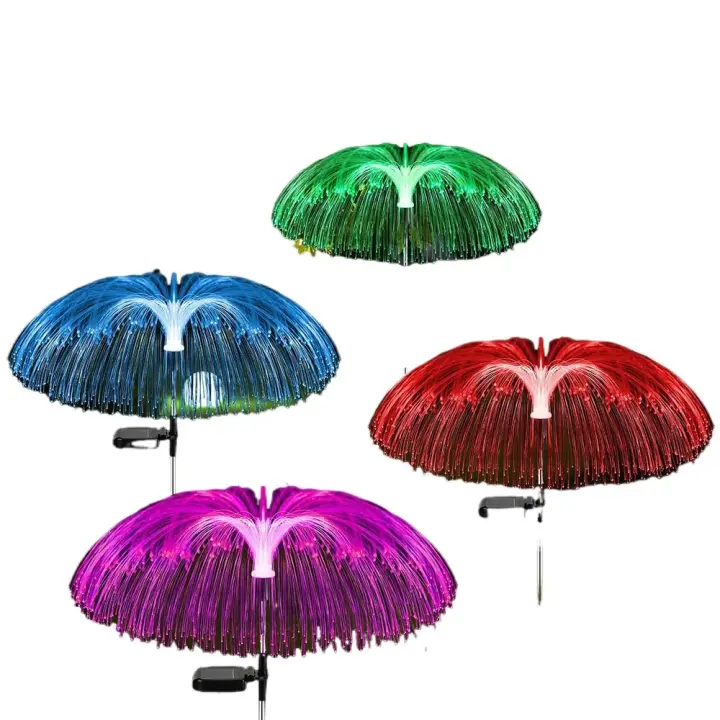 Luces solares para exteriores de 4 piezas para jardín, impermeables, medusas, 7 colores cambiantes, para césped, patio de flores exterior - 1