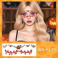 Tatuaje facial desechable para Halloween, pegatinas temporales impermeables de larga acción para mejillas, pegatinas transparentes de cara de murciélago aterrador para niños - details 15