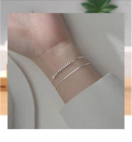 S999 Cadena de hueso de serpiente de doble capa pura, cuentas de plata, pulsera Bestie de estilo fresco y ligero con ondas de alta gama para mujer - details 0