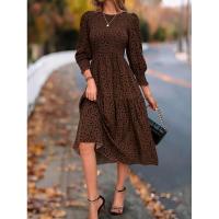 Primavera otoño nuevos vestidos de cuello redondo para mujer vestido de manga larga estampado A-line liquidación - details 12