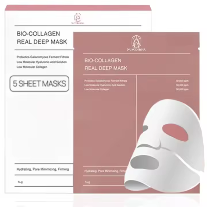 NUVODERMA Bio Face (paquete de 5), mascarilla hidratante profunda durante la noche para todo tipo, mascarilla de colágeno antienvejecimiento, ayuda a minimizar - 1