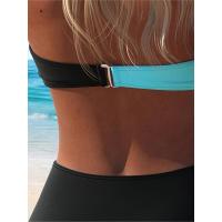 Conjunto De Bikini De Dos Piezas Con Cuello Halter De Color, Lazo En El Cuello Con Torsión, Trajes De Baño - details 3