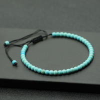 Pulsera minimalista de piedra ajustable para hombre, pulsera hecha a mano de 4mm de ágata Natural, cuentas de roca turquesa roja, Pulseras de joyería exquisitas - details 7