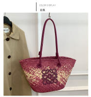 Bolso de Mano de Paja Tejido a Mano Bolso de Playa de Hombro para Vacaciones de Gran Capacidad - details 16