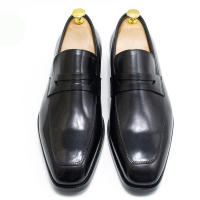 Zapatos clásicos de vestir de negocios de piel de vaca italiana y zapatos sin cordones - details 5