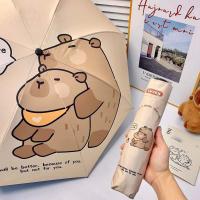 Paraguas automático con estampado de letras Capybara, paraguas ligero Anti-UV, protección solar, sombrilla de doble uso para sol y lluvia - details 5