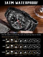 Reloj de cuarzo de negocios de oro de lujo para hombre, reloj de pulsera de acero inoxidable multifunción resistente al agua, regalo del Día del Padre para papá - details 7
