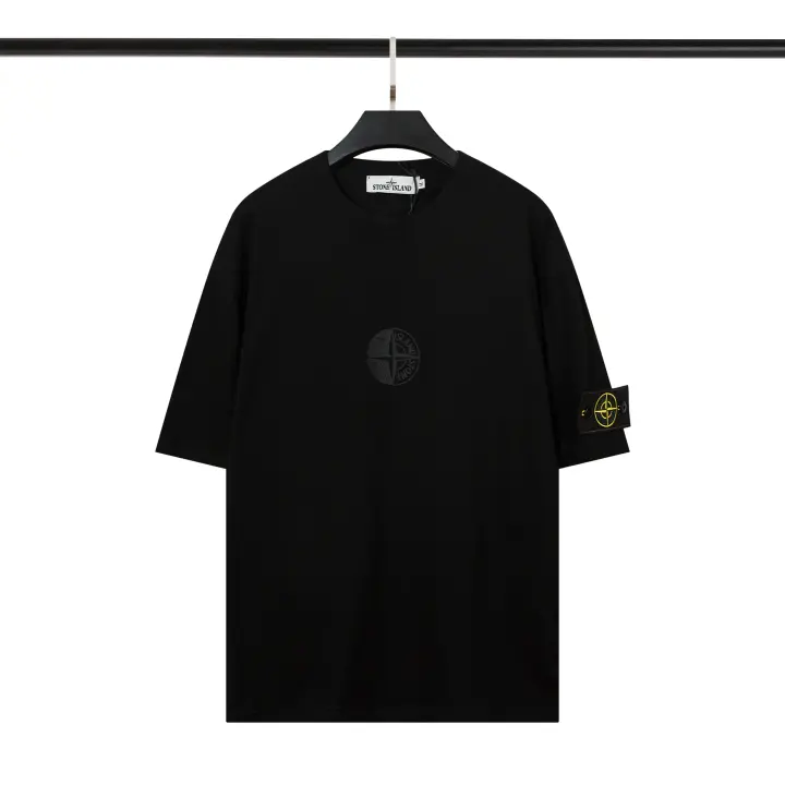 Camiseta bordada de alta calidad para hombre, camisa de manga corta de moda de verano Stone Island - 1