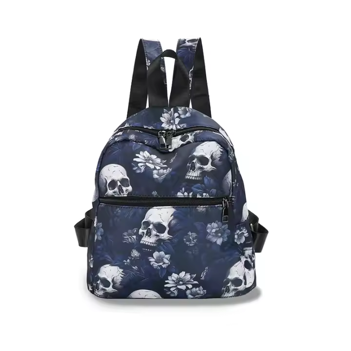Mochila con estampado de calavera fantasma para mujer, bolso de hombro para ordenador portátil, Halloween, Oxford, escolar, GirlsTravel Daypack - 1