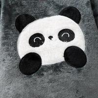 Lindo mono de manga larga para bebé de 0 a 9 meses, sudadera con capucha de pierna larga de forro polar de panda, traje para gatear, conjunto de dos piezas con gorro de otoño e invierno - details 3