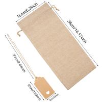 Bolsas de arpillera para vino, bolsas de regalo con cordones, cubiertas reutilizables individuales para botellas de vino con cuerdas y etiquetas, 10 piezas - details 2