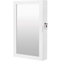 Armario Joyero de Pared, Armario de Joyas con Espejo, Organizador de Joyas para Ahorrar Espacio, Superficie Blanca y Forro Negro JBC51W - details 0