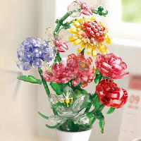 Children's puzzle small particle assembly block toy simulation bouquet gift sunflower rose eternal simulation flower - details 17