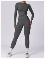 Conjunto de Yoga para Mujeres 2 Piezas Ropa Deportiva Gimnasio Legging Fitness Top Corto de Manga Larga Traje Deportivo Material Exterior Nylon Adecuado para Primavera/Verano - details 10