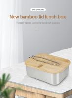 Fiambrera Portátil para Picnic al Aire Libre, juego de Cocina de Acero Inoxidable para Camping, Tajadera de Madera de Bambú - details 0