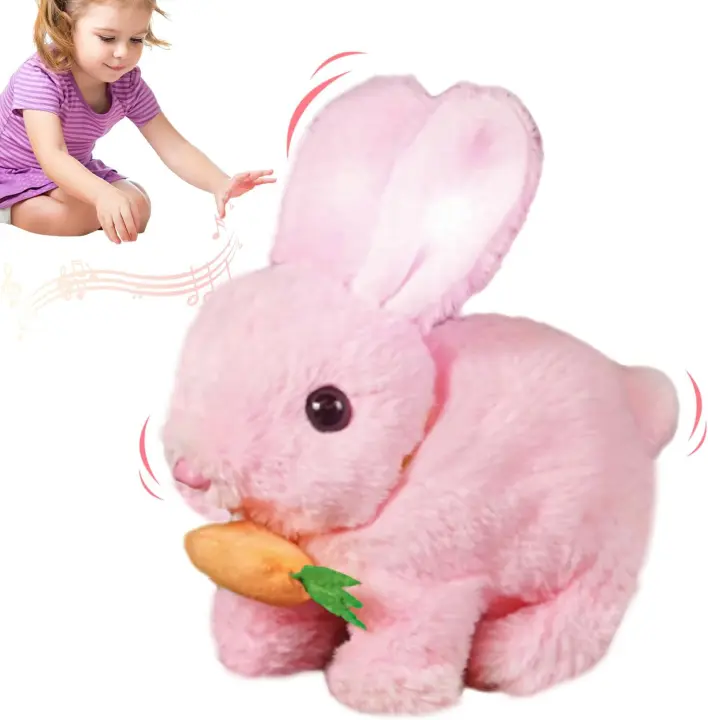 Robot de conejito realista interactivo de peluche de Pascua, mi juguete de conejito realista, juguetes de conejito interactivos, hablar, caminar, temblar y sacudir las orejas, juguete de conejo realista (blanco) - 1