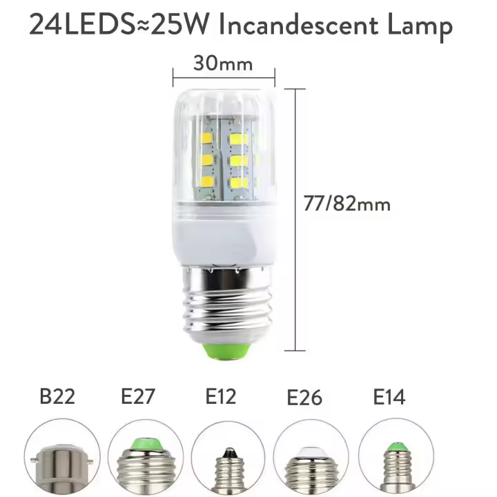 Bombillas de Corno LED E27 B22 E14 5730 SMD 24LEDs Lámpara de Candelabro LED de 165LEDs para Decoración del Hogar Ampuola 110V 220V - 1