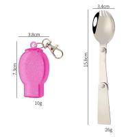 Cucharas pequeñas ligeras de bolsillo de acero inoxidable plegables VIE para exteriores, tenedores, herramientas de picnic para acampar, villas - details 18
