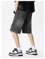 Bermudas anchas suaves y cómodas de color azul claro con cintura elástica de mezclilla Onales para hombre - details 12