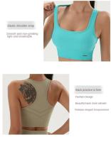 Sujetador de Yoga de Color sólido para mujer, Tops deportivos, medias de Fitness, ropa de entrenamiento de secado rápido absorbente de sudor, NAQIYAYABEI - details 2