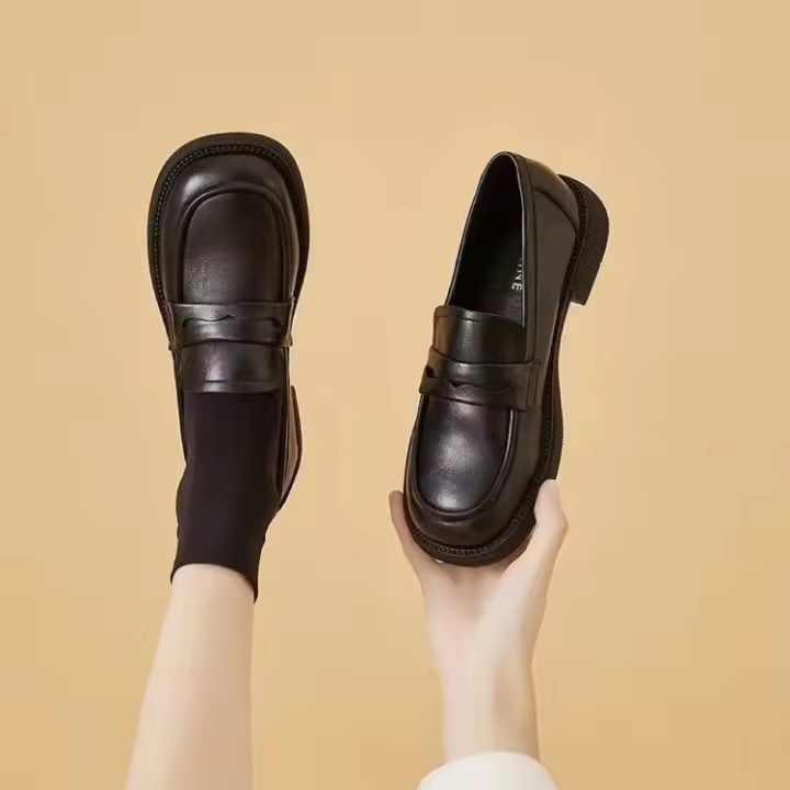 Mocasines de piel auténtica para mujer, versátiles, con suela suave, informales y de moda. - 1