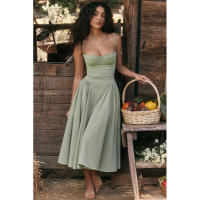 Vestido Largo Vintage de Verano 2025 Estilo de Corte Real con Cuello de Corazón Dulce - details 79