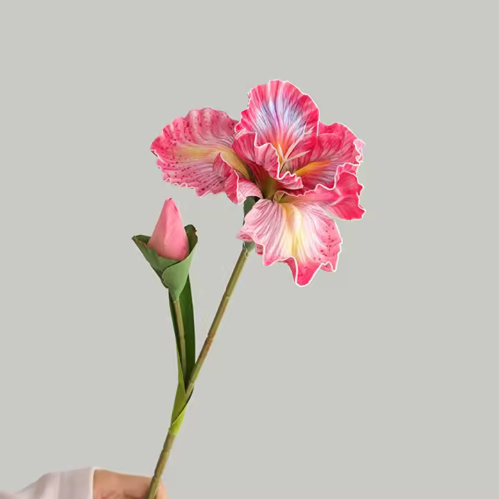 2 uds EVA flores artificiales de Iris de Alicia 45cm hermosa simulación de orquídeas de Cattleya hecha a mano flor falsa de seda de tacto Real - 1