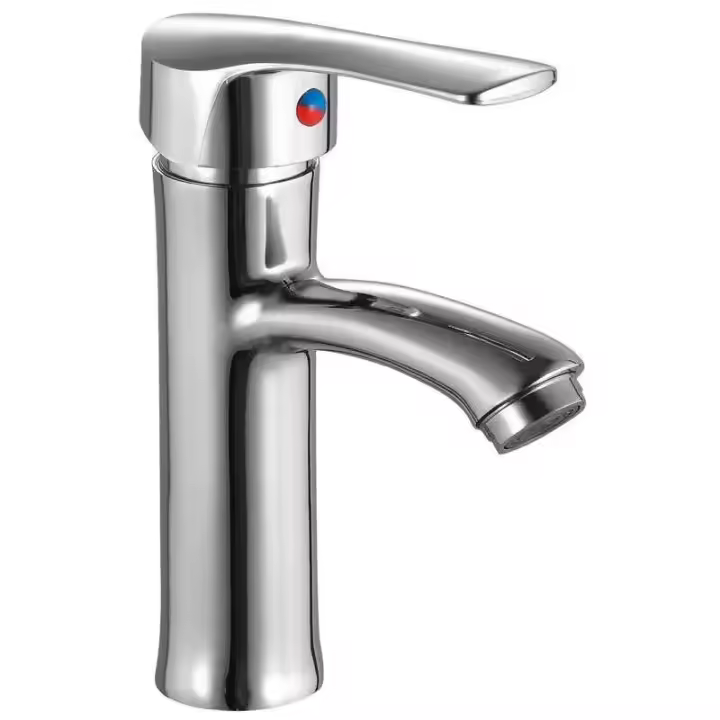 Grifos de escritorio Grifo de baño de una sola manija cromado Grifos de lavabo mezcladores de fregadero frío y caliente montados en cubierta - 1